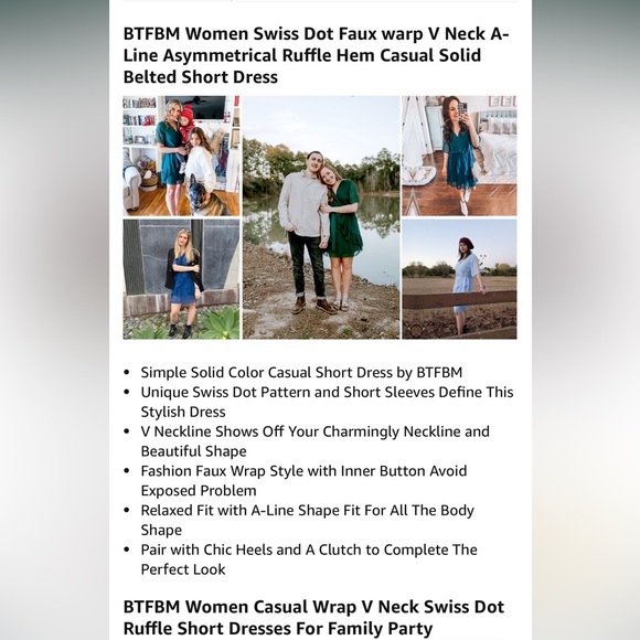 BTFBM Women Elegant Faux Wrap V-Neck
High Waist Green Dress With Swiss Dot 2XL - Picture 14 of 14